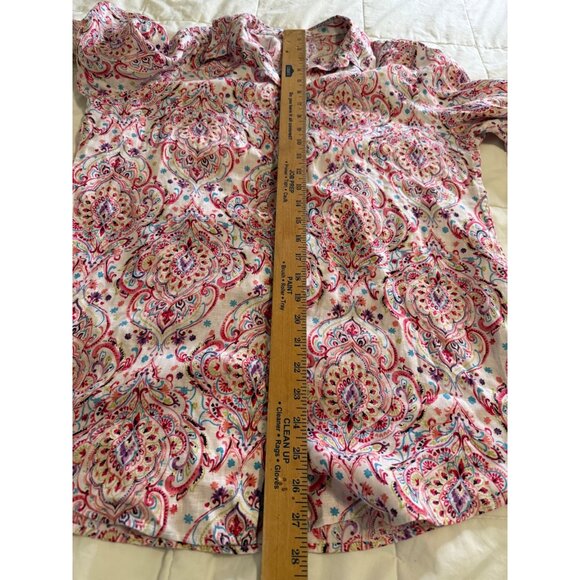 Chicos Linen Paisley Button-Up Shirt Multicolor Lightweight Breathable Lg read - Picture 2 of 11